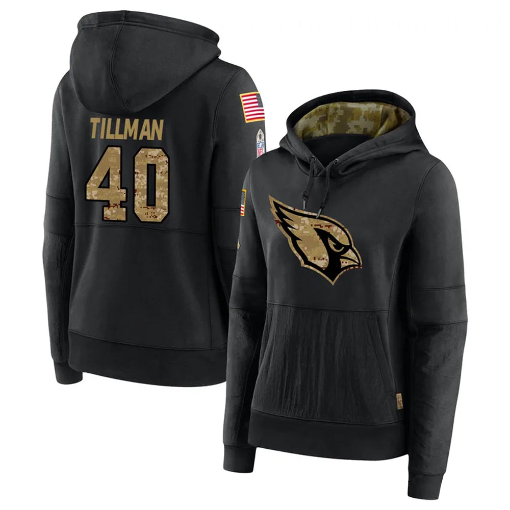 Perkns A.Cardinals #40 Pat Tillman Player Black Salute to Service Limited Hoodie Stitched Jerseys