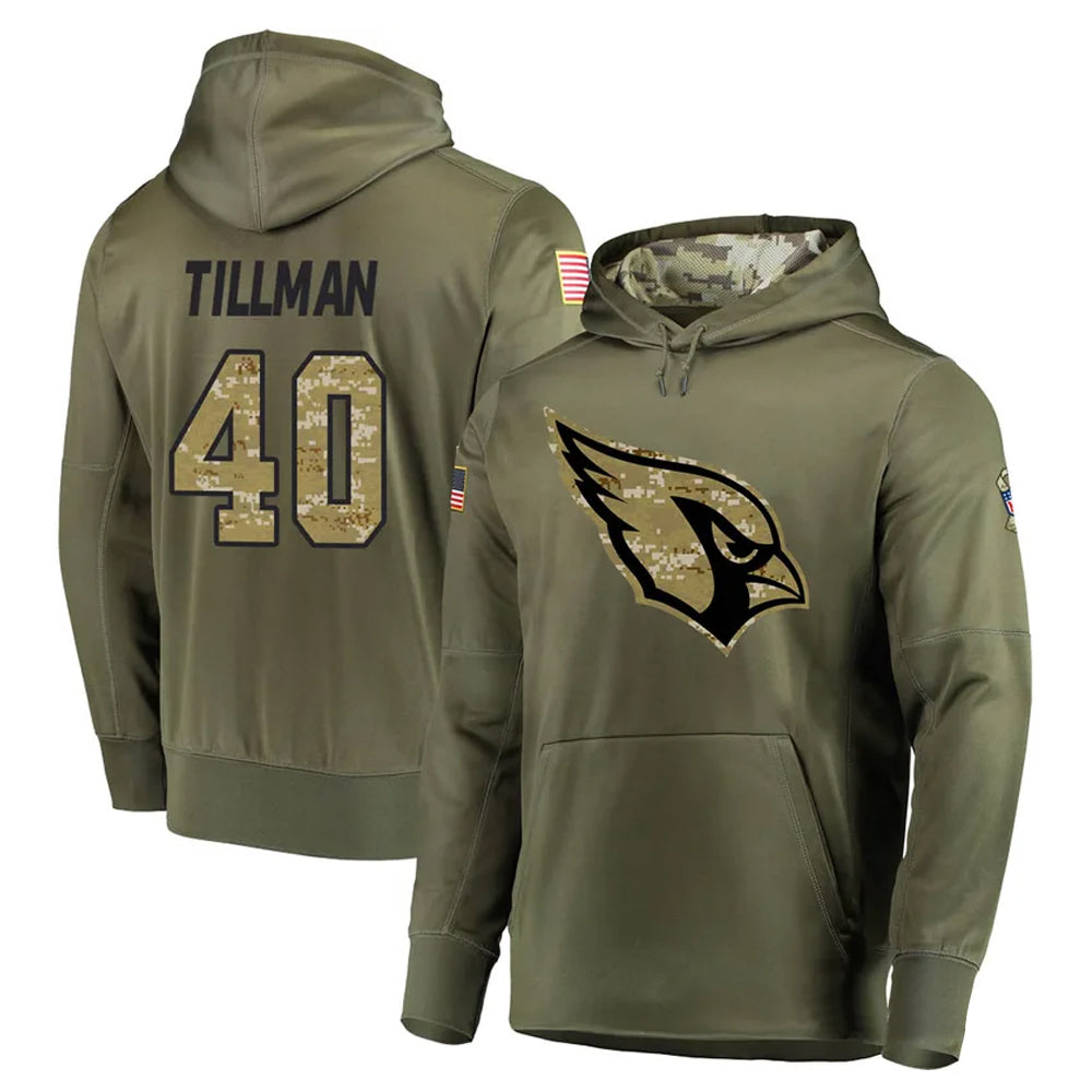 Perkns A.Cardinals #40 Pat Tillman Player Olive Salute to Service Limited Hoodie Jerseys