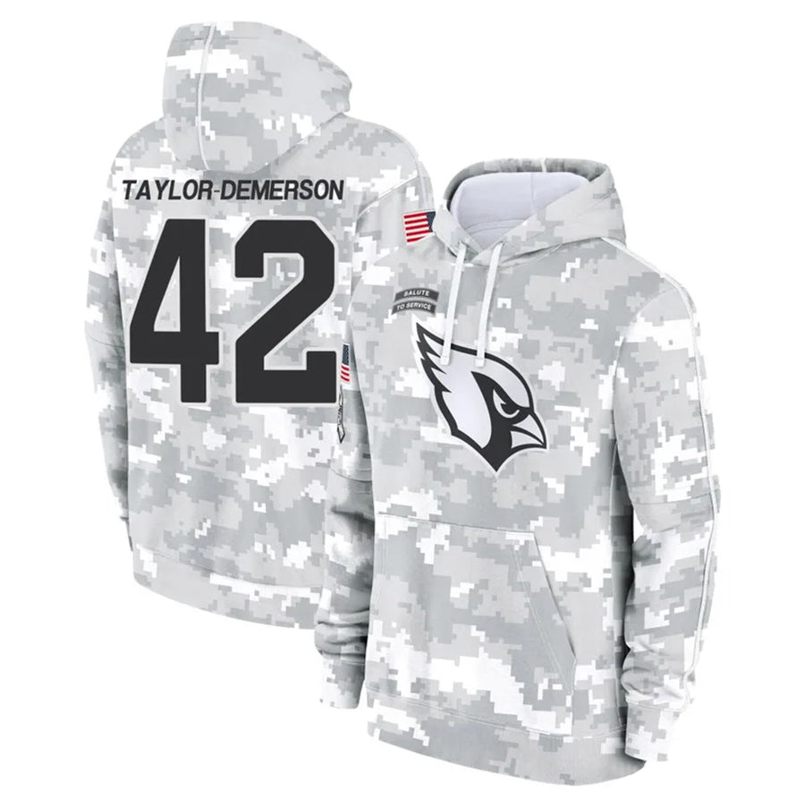Perkns A.Cardinals #42 Dadrion Taylor-Demerson Player Camo Salute to Service Hoodies Stitched Jerseys