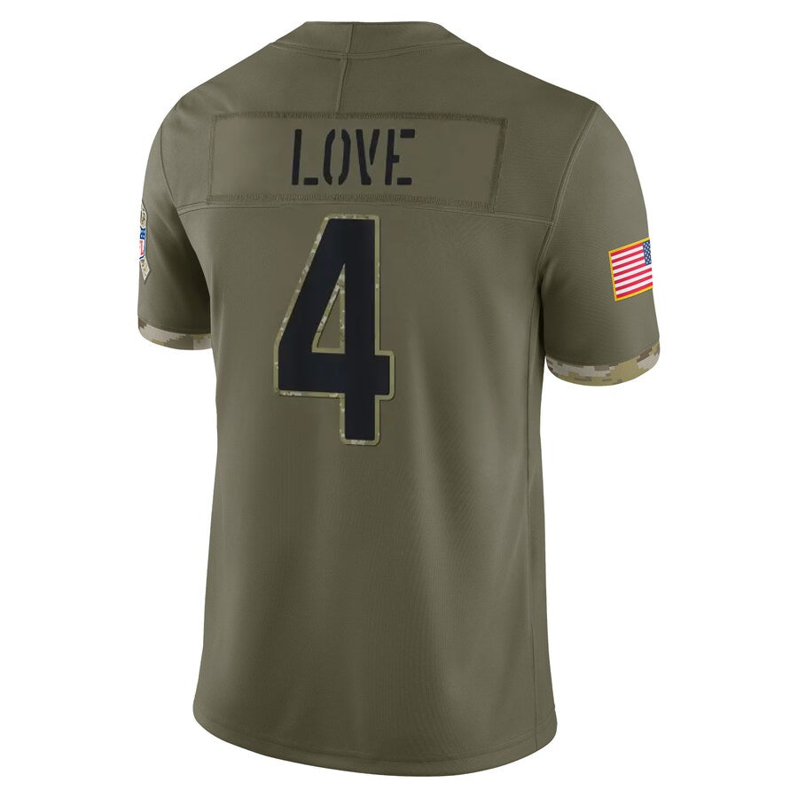Perkns A.Cardinals #4 Jeremiyah Love Player Olive Salute To Service Limited Home Game Stitched Jerseys