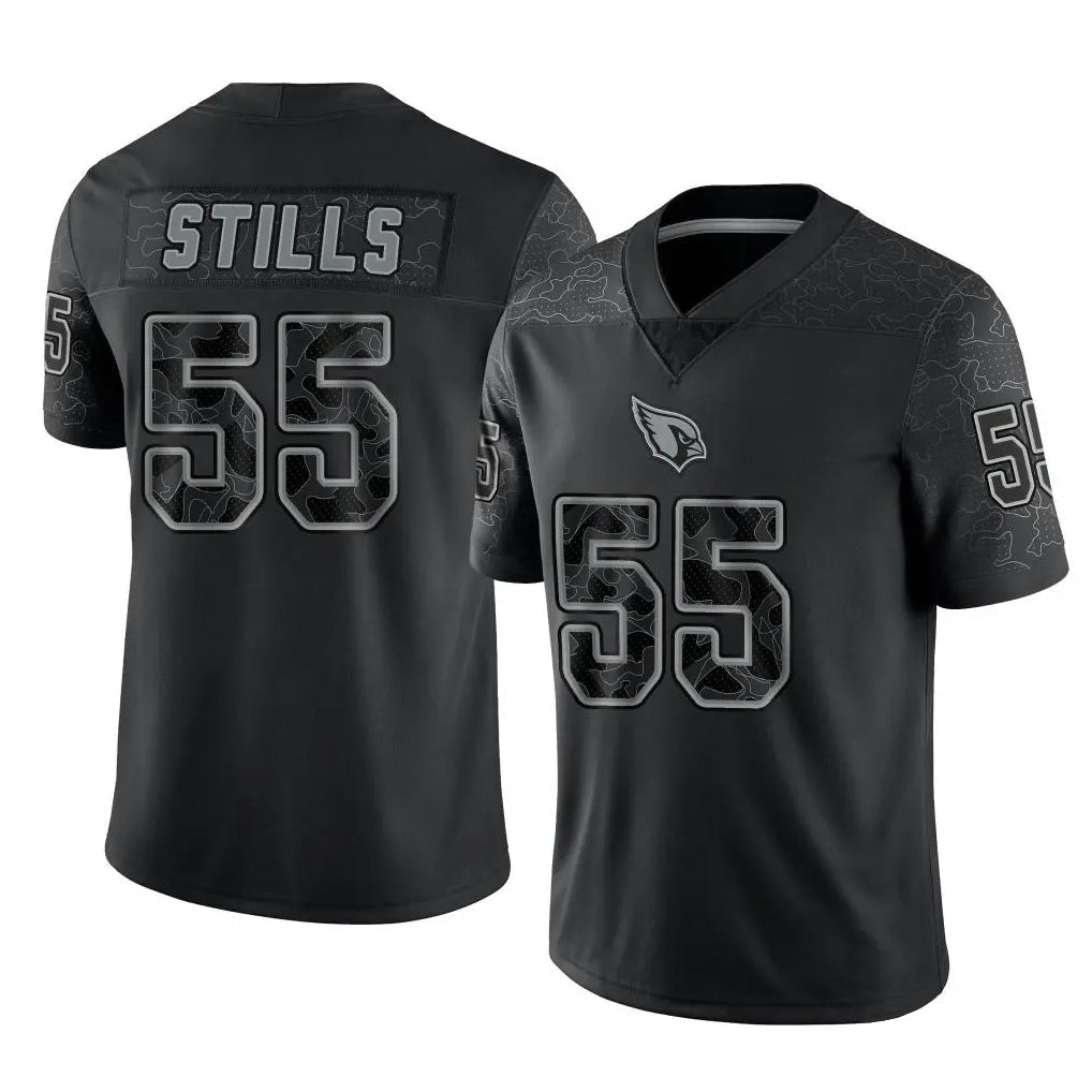 Perkns A.Cardinals #55 Dante Stills Player Black RFLCTV Limited Home Game Stitched Jerseys