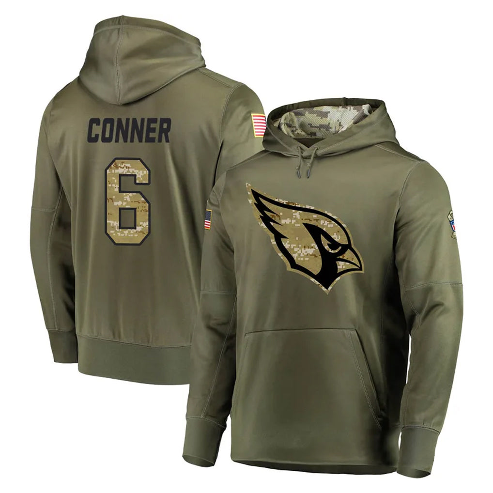Perkns A.Cardinals #6 James Conner Player Olive Salute to Service Limited Hoodie Stitched Jerseys