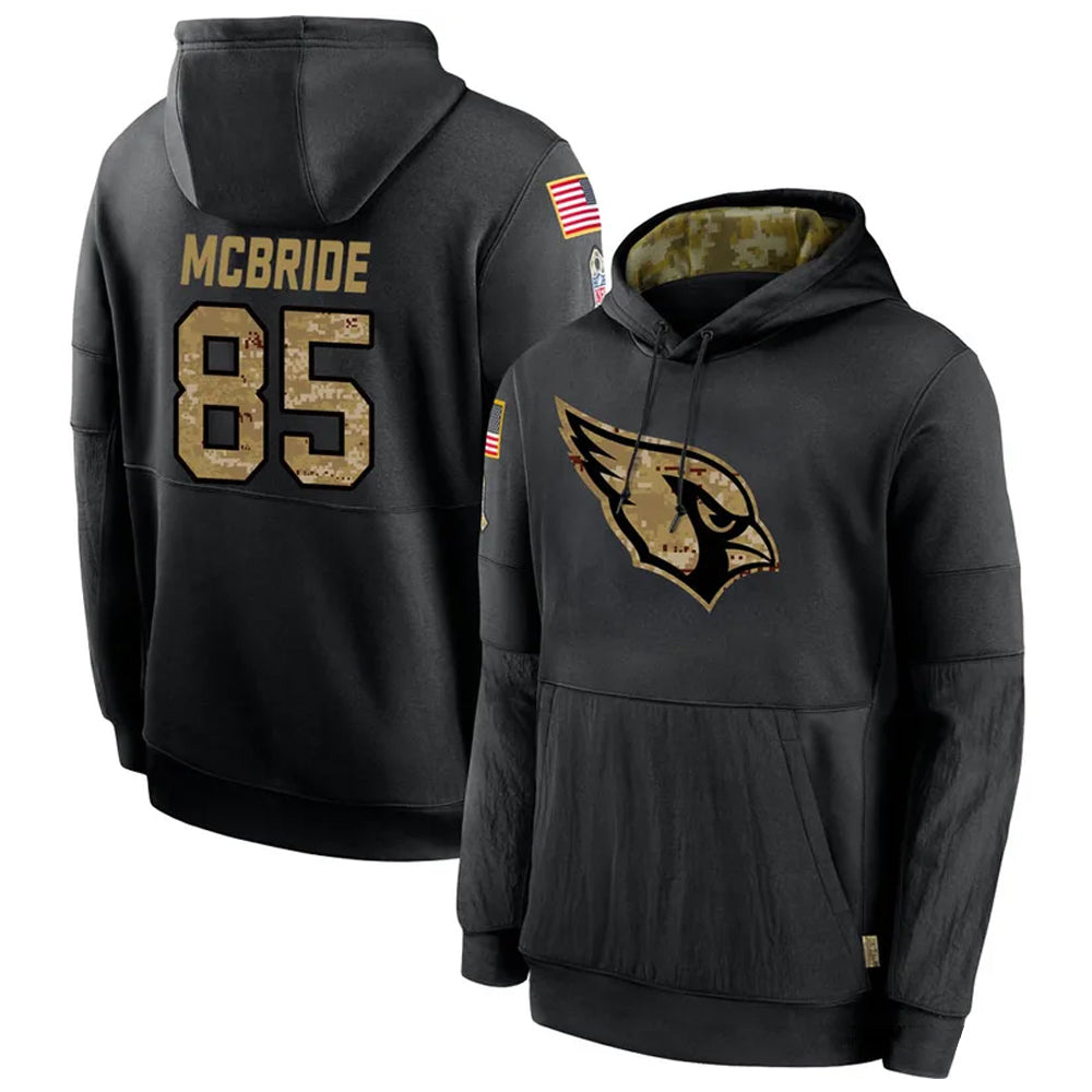 Perkns A.Cardinals #85 Trey McBride Player Black Salute to Service Hoodies Stitched Jerseys