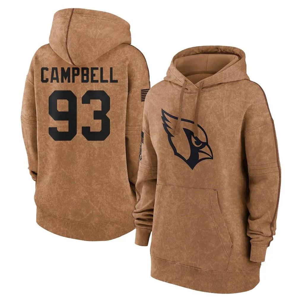 Perkns A.Cardinals #93 Calais Campbell Player Brown Salute To Service Limited Hoodies  Stitched Jerseys