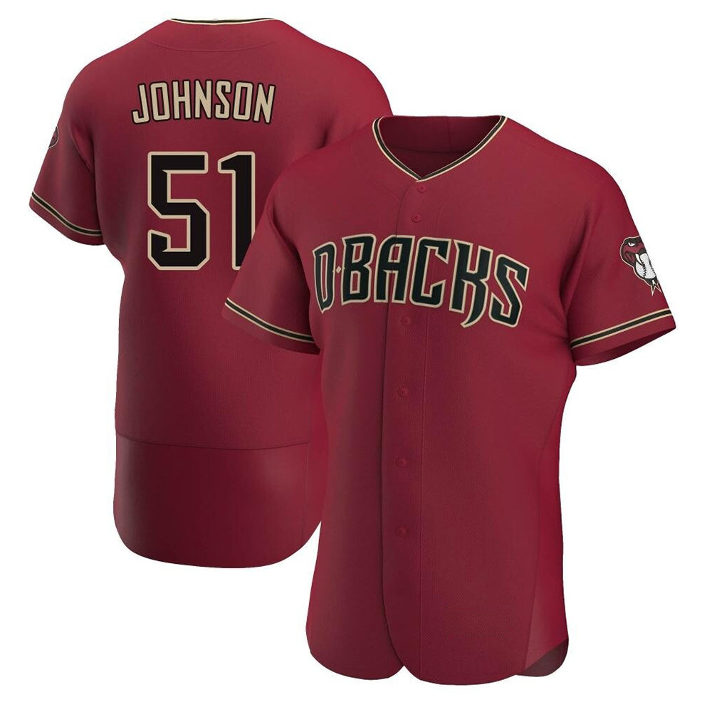 Perkns A.Diamondbacks #51 Randy Johnson Red Authentic Crimson Alternate Stitched Jerseys