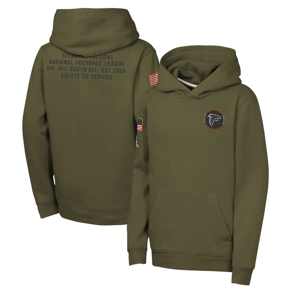 Perkns A.Falcons Olive 2025 Salute to Service Fleece Hoodie Blank Player Stitched Jerseys