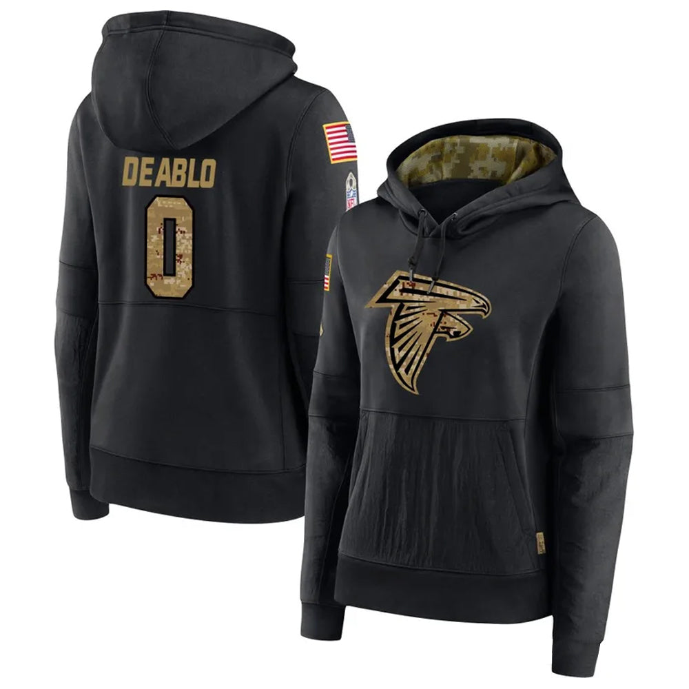 Perkns A.Falcons #0 Divine Deablo Player Black Salute to Service Hoodies Stitched Jerseys