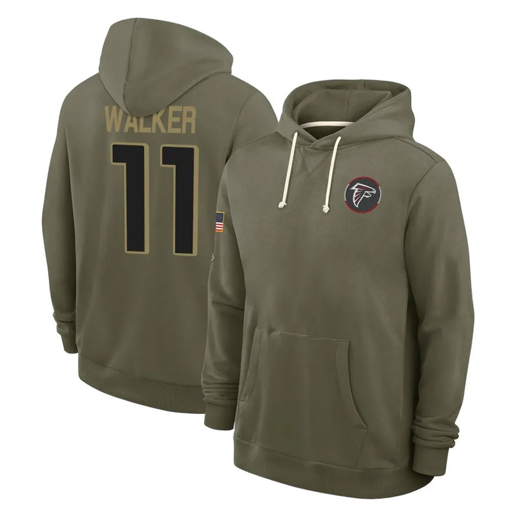 Perkns A.Falcons #11 Jalon Walker Player Olive 2025 Salute to Service Hoodies Stitched Jerseys