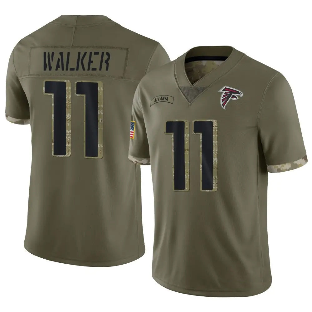 Perkns A.Falcons #11 Jalon Walker Player Olive Salute To Service Stitched Jerseys