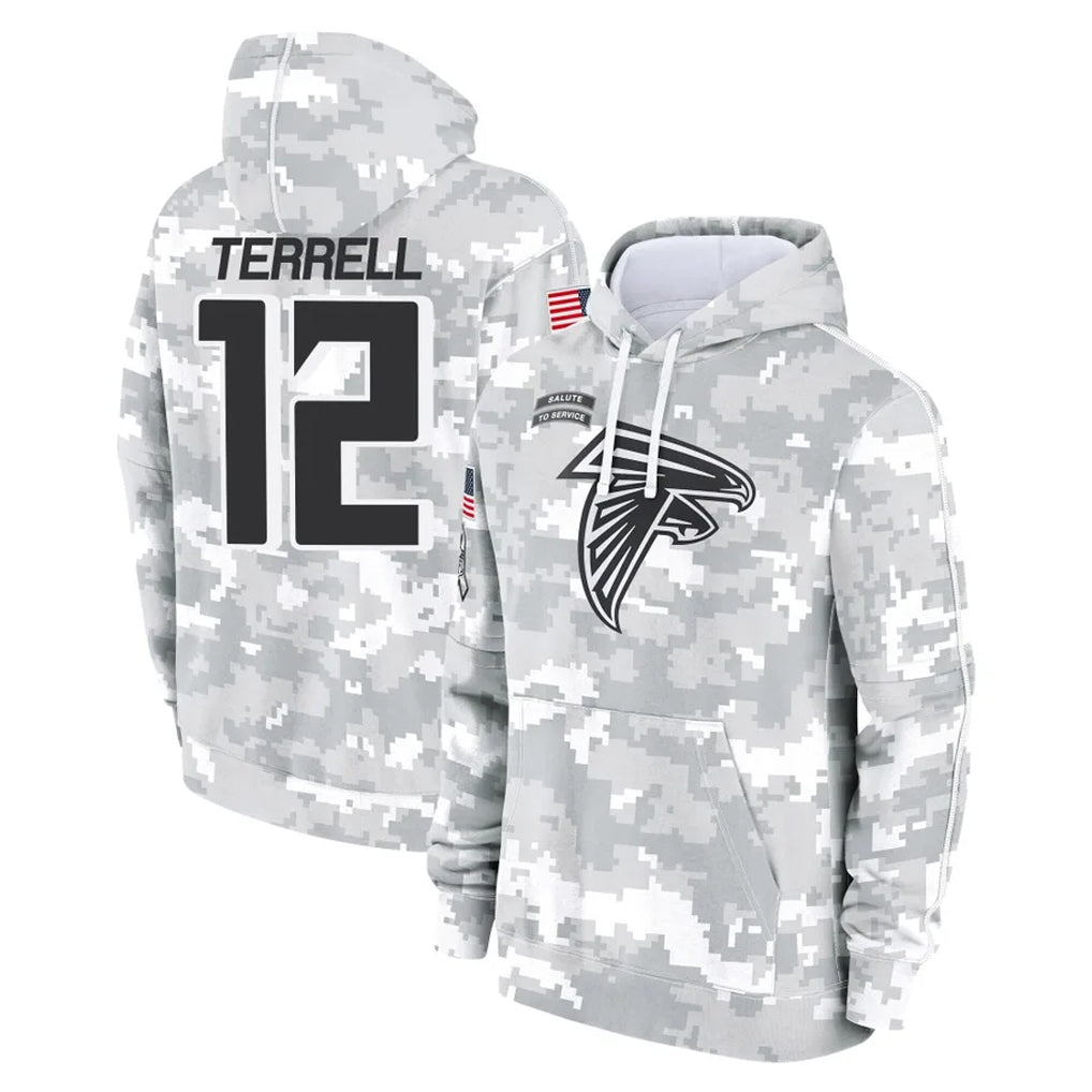 Perkns A.Falcons #12 Avieon Terrell Player Arctic Camo Salute to Service Limited Hoodie Stitched Jerseys