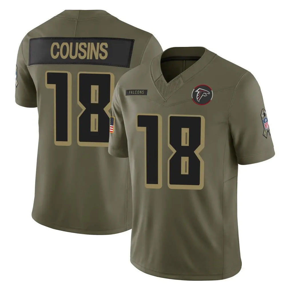 Perkns A.Falcons #18 Kirk Cousins Player Olive Salute To Service Limited Home Game Stitched Jerseys