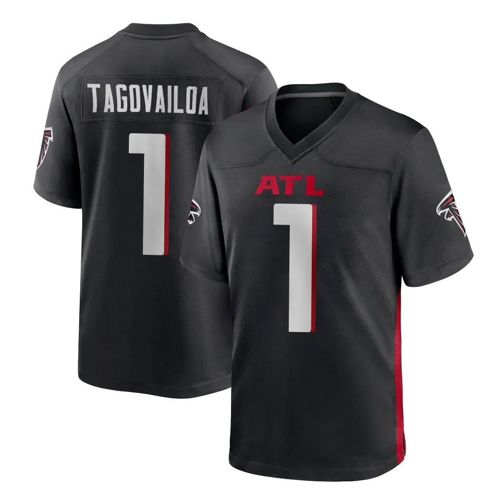 Perkns A.Falcons #1 Tua Tagovailoa Player Black Home Game Stitched Jerseys
