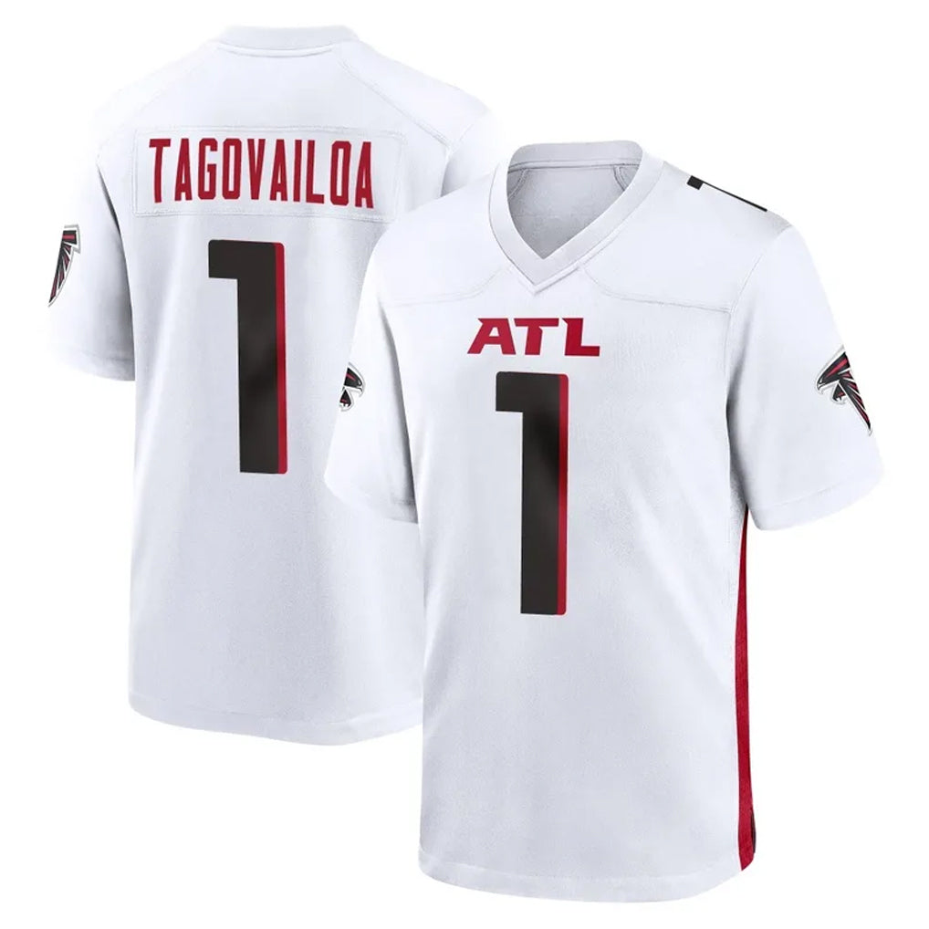Perkns A.Falcons #1 Tua Tagovailoa Player White Home Game Stitched Jerseys
