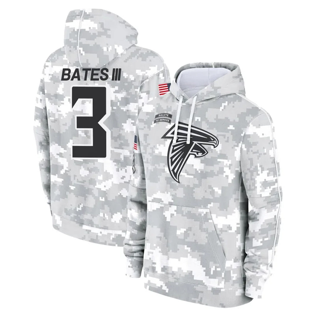 Perkns A.Falcons #3 Jessie Bates III Player Camo Arctic Salute to Service Hoodies Limited Stitched Jerseys