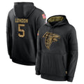 Perkns A.Falcons #5 Drake London Player Black Salute to Service Pullover Hoodies Stitched Jerseys