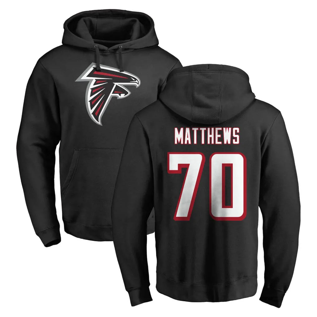 Perkns A.Falcons #70 Jake Matthews Player Black Salute to Service Hoodies Stitched Jerseys