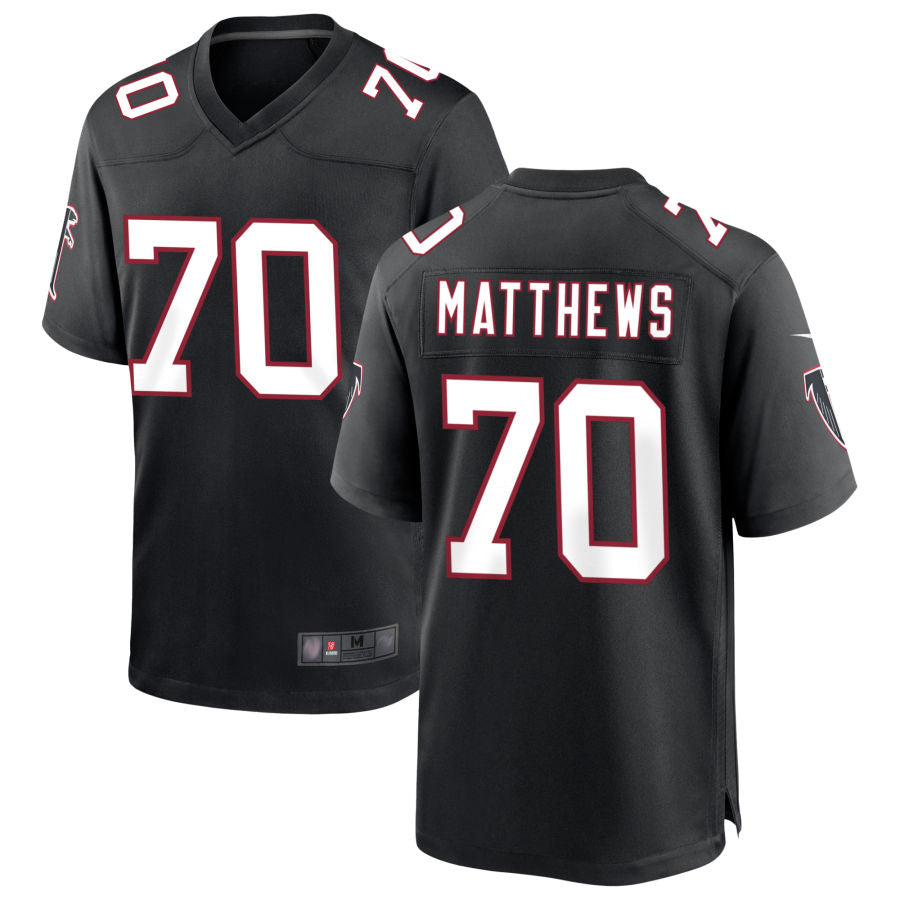 Perkns A.Falcons #70 Jake Matthews Player Black Throwback Game Stitched Jerseys