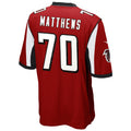 Perkns A.Falcons #70 Jake Matthews Player Red Game Stitched Jerseys