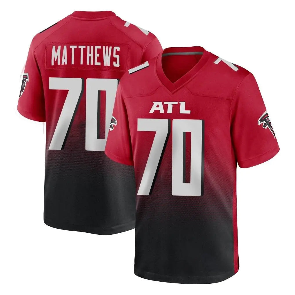 Perkns A.Falcons #70 Jake Matthews Player Red Home Game Stitched Jerseys