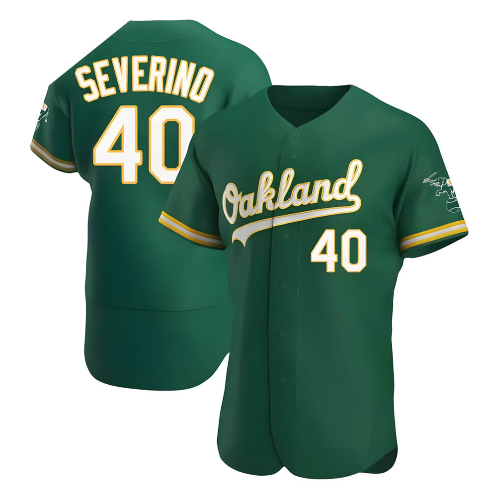 Perkns Athletics #40 Luis Severino player Green Authentic Kelly Alternate Stitched Jersey