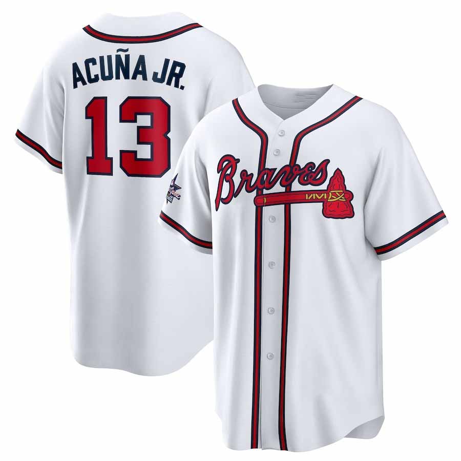 Perkns A.Braves #13 Ronald Acuna Jr. 2025 All-Star Game Home Replica Player Jersey - White Stitched Personalized Jersey