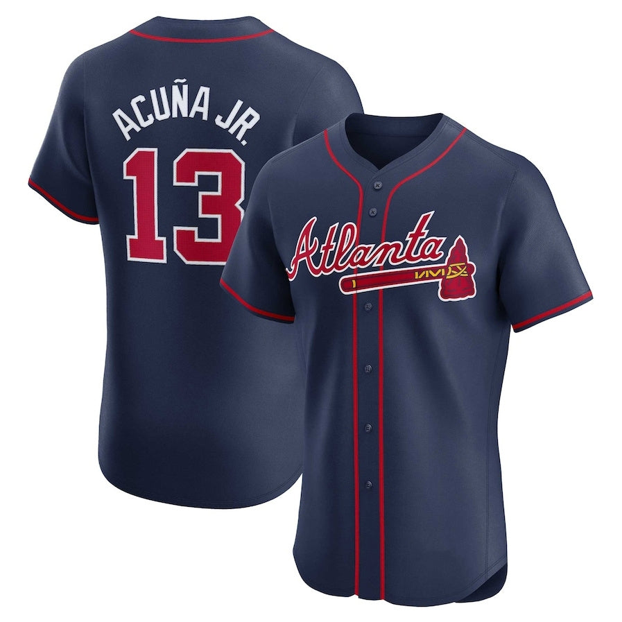 Perkns A.Braves #13 Ronald Acuna Jr. Alternate Elite Player Jersey - Navy Personalized Jerseys