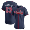 Perkns A.Braves #13 Ronald Acuna Jr. Alternate Elite Player Jersey - Navy Personalized Jerseys