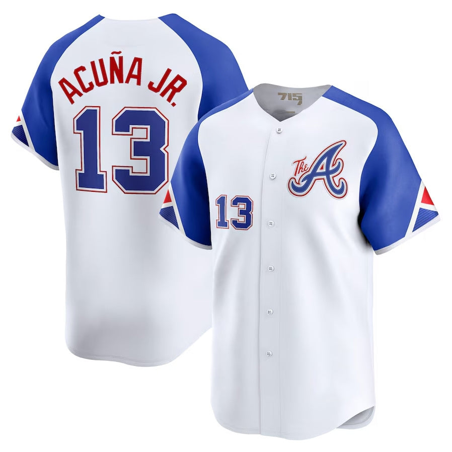 Perkns A.Braves #13 Ronald Acuna Jr. City Connect Limited Jersey - White Personalized Jerseys