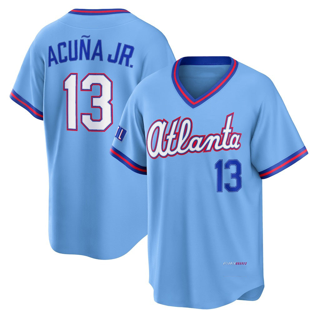 Perkns A.Braves #13 Ronald Acuna Jr. Powder Blue 2026 City Connect Stadium Stitched Personalized Jersey