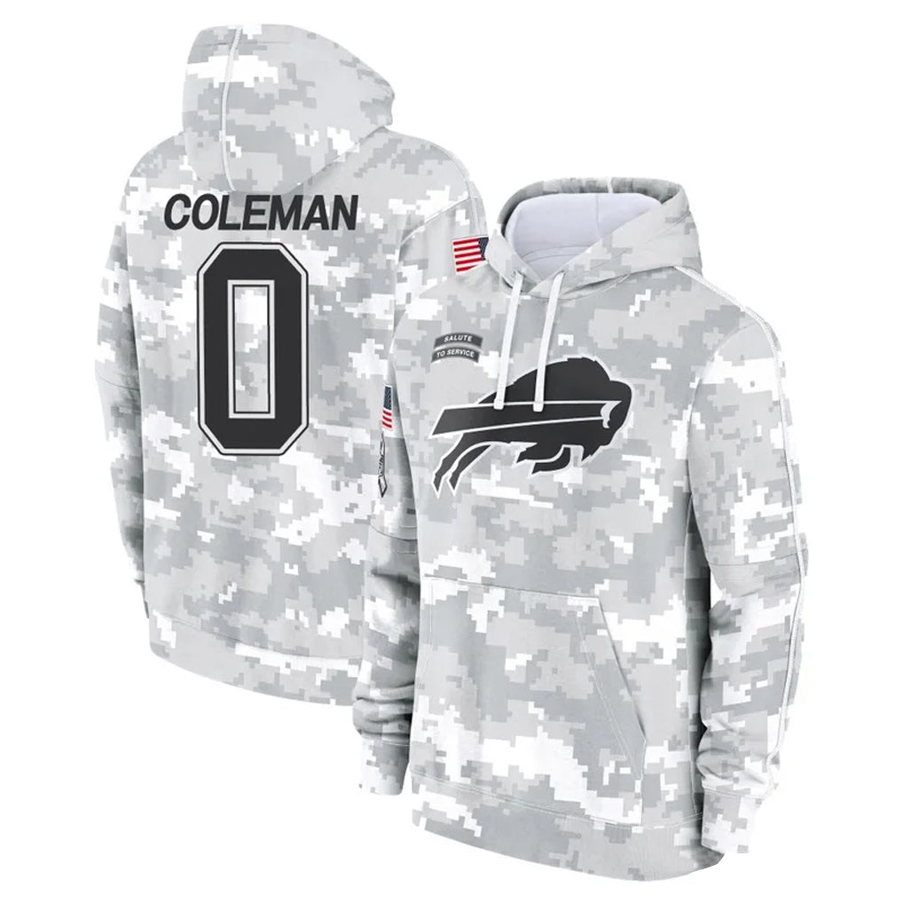 Perkns B.Bills #0 Keon Coleman Player Arctic Camo Salute to Service Hoodies Stitched Jerseys