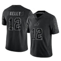 Perkns B.Bills #12 Jim Kelly Player Black RFLCTV Limited Stitched Jerseys