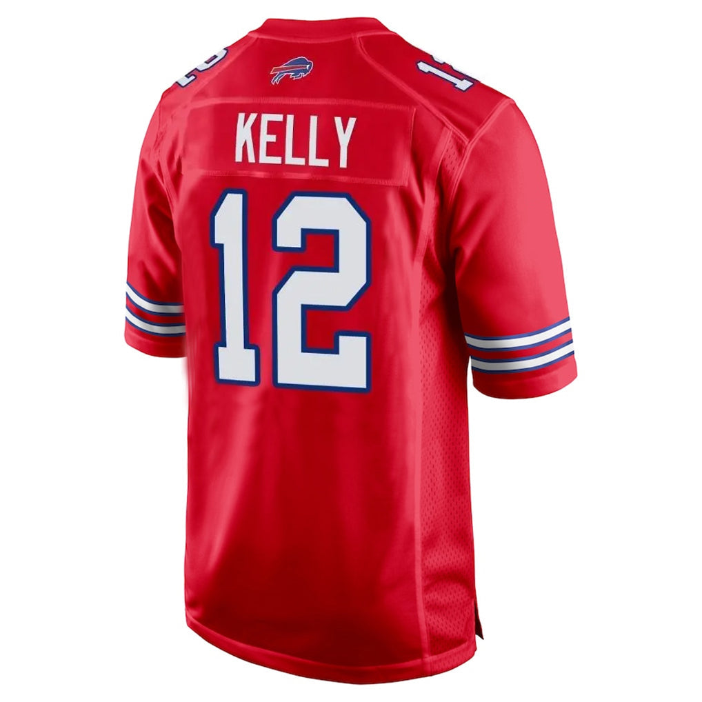 Perkns B.Bills #12 Jim Kelly Player Red Home Game Stitched Jerseys