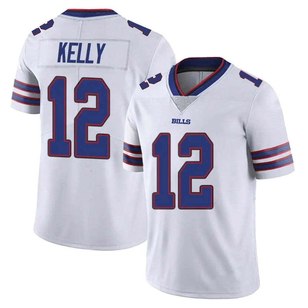 Perkns B.Bills #12 Jim Kelly Player White Vapor Untouchable Limited Stitched Jerseys