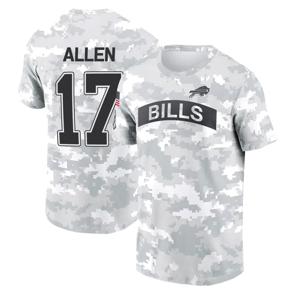 Perkns B.Bills #17 Josh Allen Player Arctic Camo Salute to Service T-Shirt Hoodies Stitched Jerseys