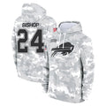 Perkns B.Bills #24 Cole Bishop Player Arctic Camo Salute to Service Hoodies Limited Stitched Jerseys
