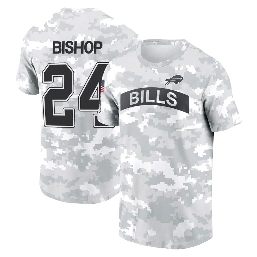 Perkns B.Bills #24 Cole Bishop Player Arctic Camo Salute to Service T-Shirt Hoodies Stitched Jerseys