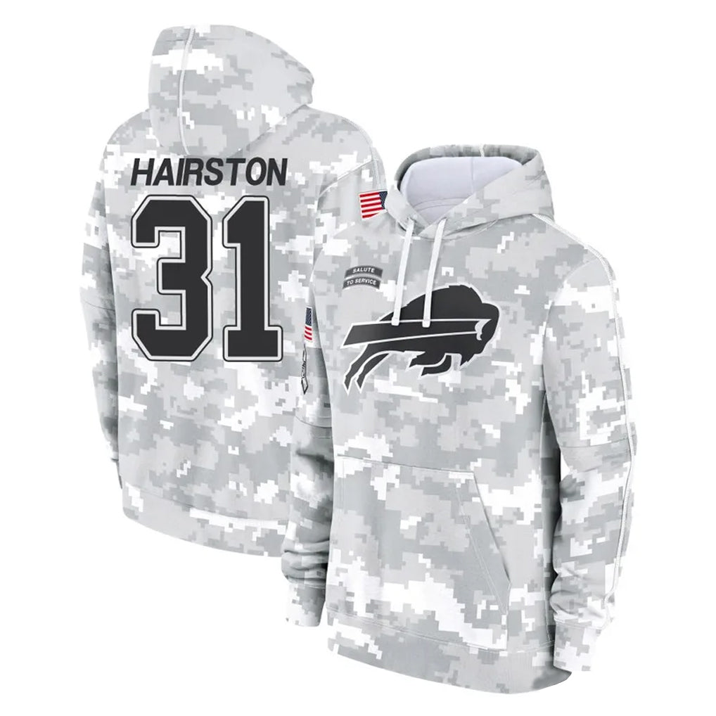 Perkns B.Bills #31 Maxwell Hairston Player Arctic Camo Salute to Service Hoodies Limited Stitched Jerseys