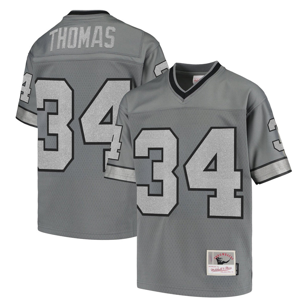 Perkns B.Bills #34 Thurman Thomas Player Gray Throwback Replica Stitched Jerseys