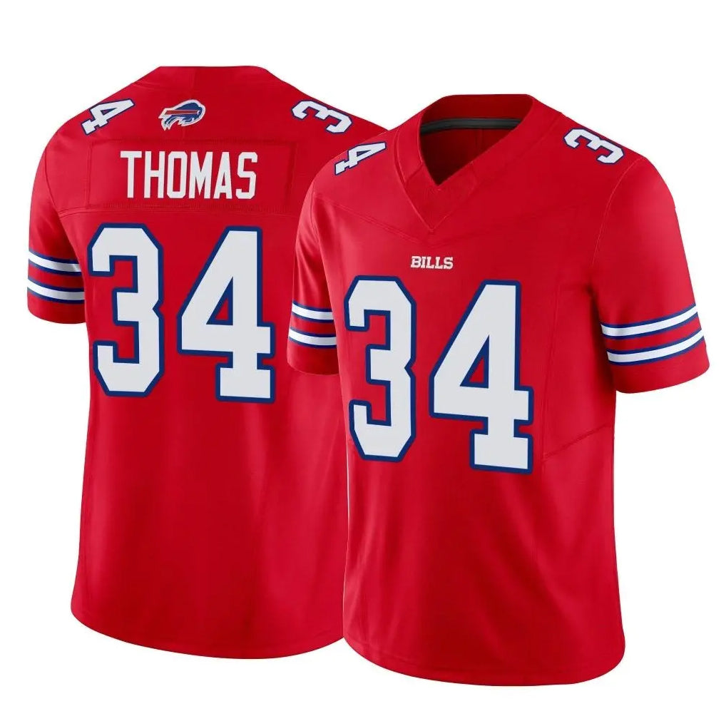 Perkns B.Bills #34 Thurman Thomas Player Red Vapor F.U.S.E. Limited Home Game Stitched Jerseys