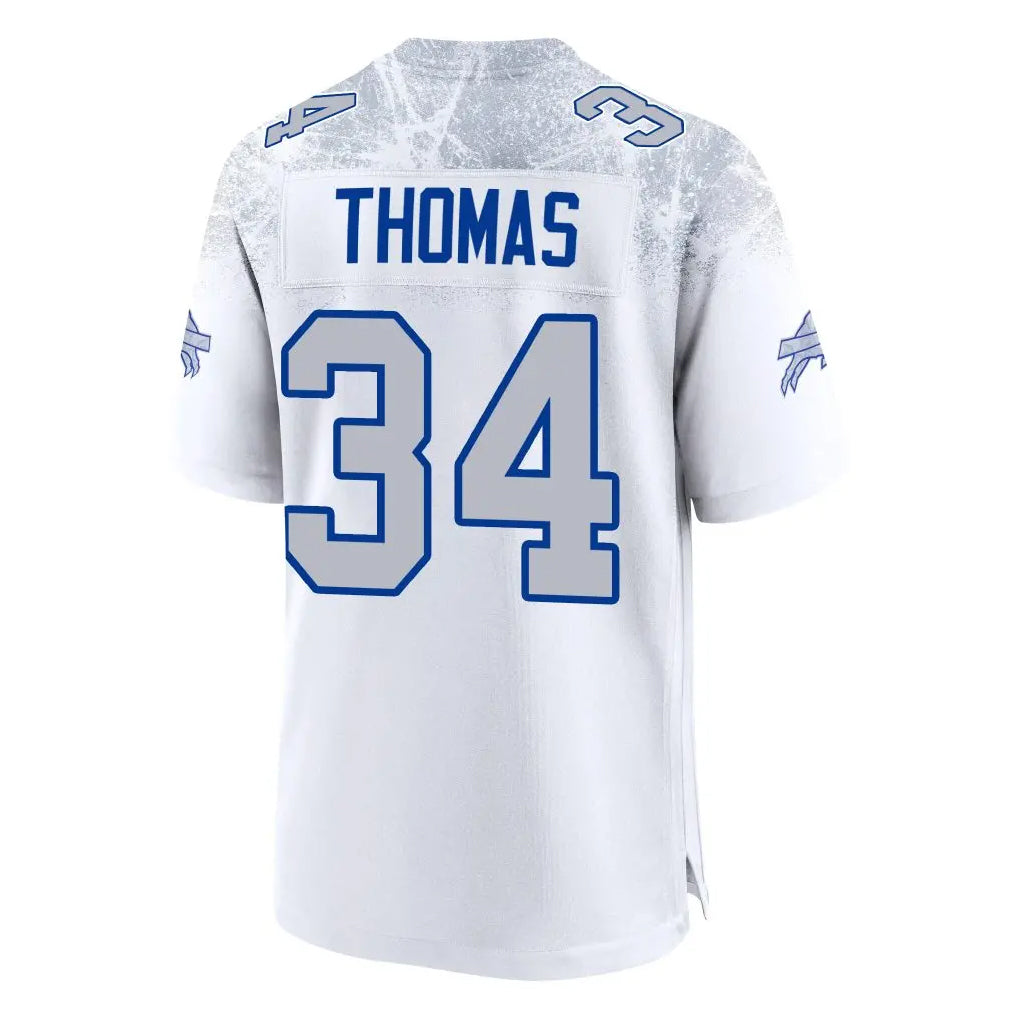 Perkns B.Bills #34 Thurman Thomas Player White Rivalries Collection Game Stitched Jerseys