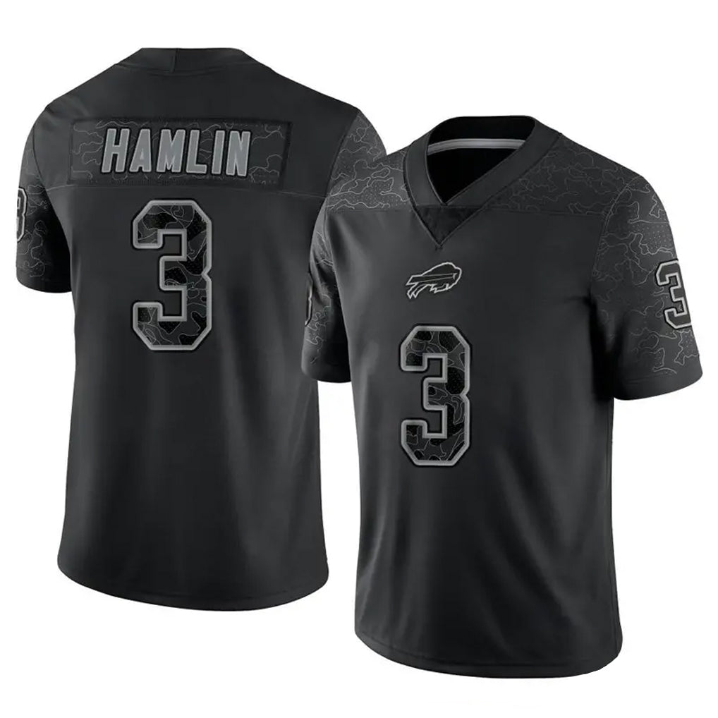 Perkns B.Bills #3 Damar Hamlin Player Black RFLCTV Limited Stitched Jerseys