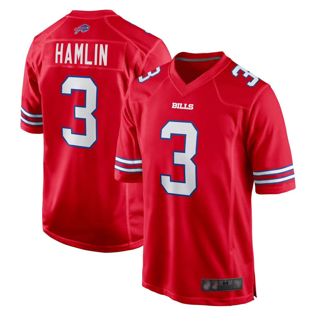 Perkns B.Bills #3 Damar Hamlin Player Red Home Game Stitched Jerseys