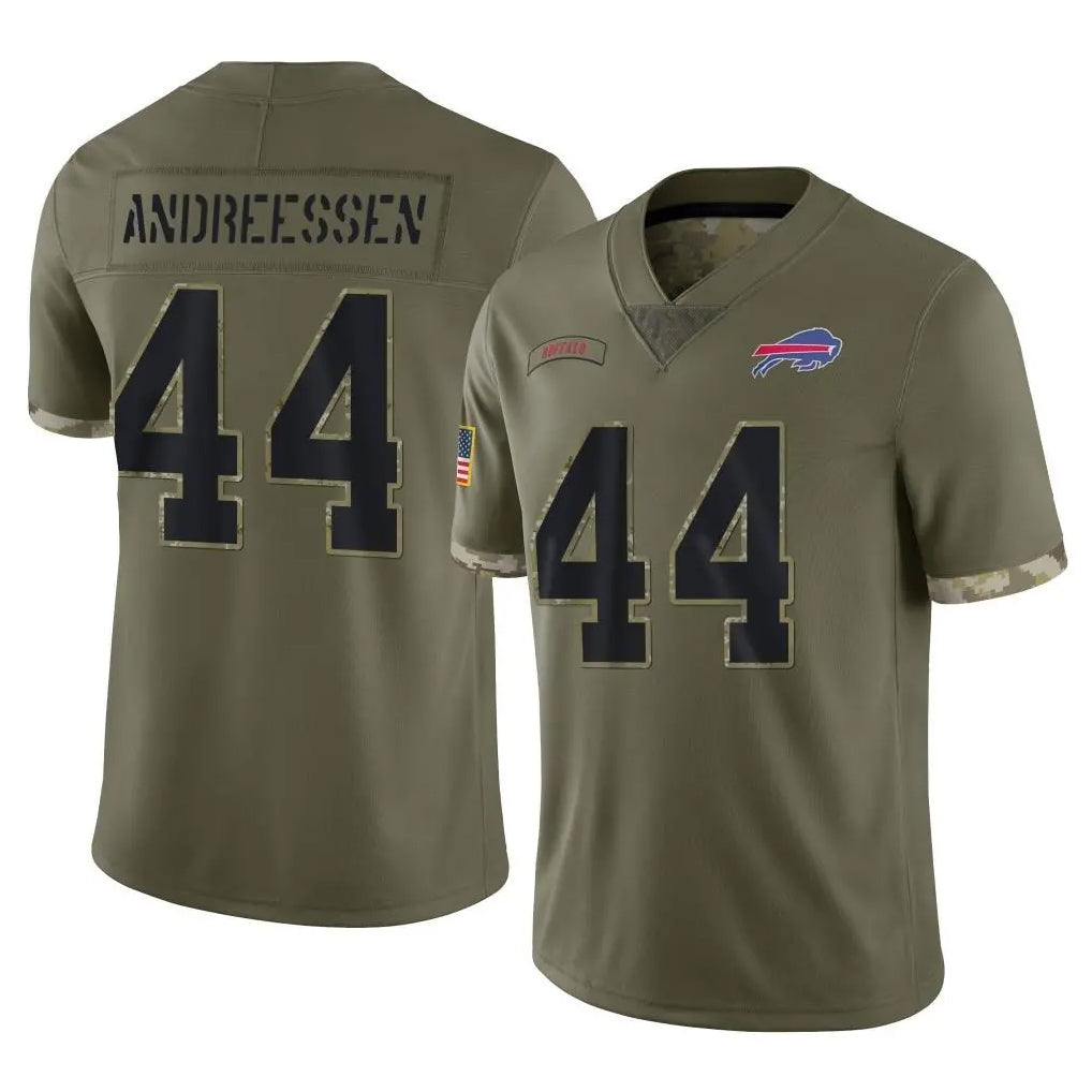 Perkns B.Bills #44 Joe Andreessen Player Olive Salute To Service Game Stitched Jerseys