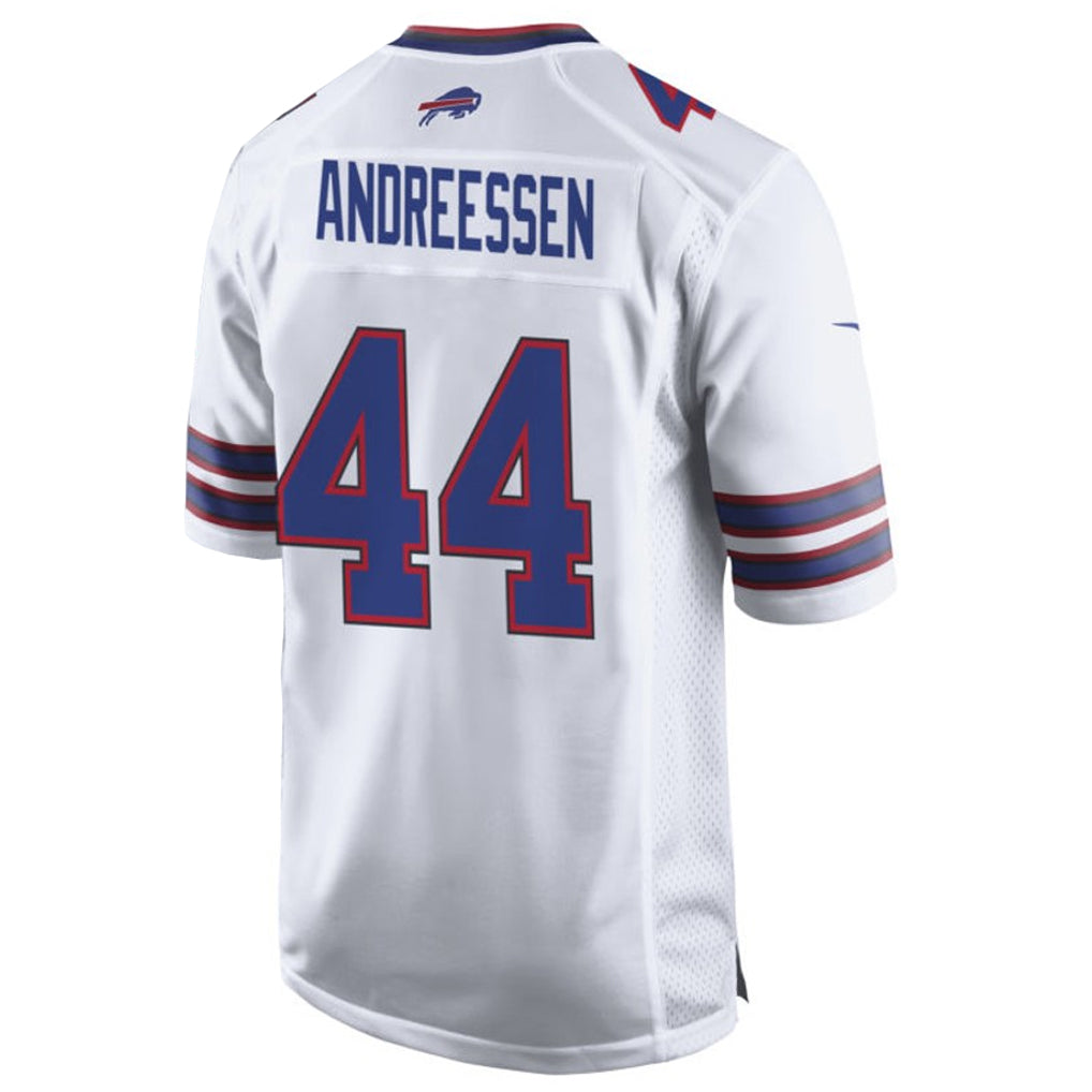 Perkns B.Bills #44 Joe Andreessen Player White Home Game Stitched Jerseys