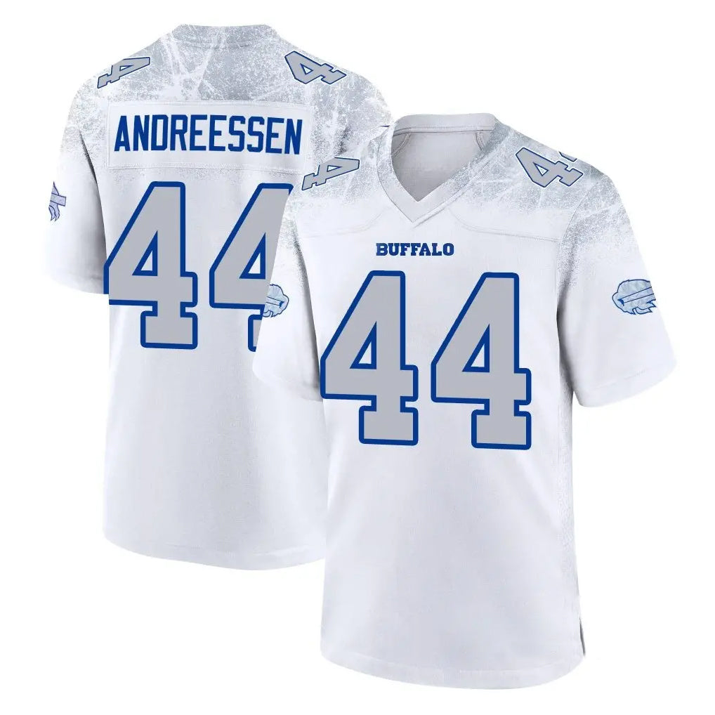 Perkns B.Bills #44 Joe Andreessen Player White Rivalries Collection Stitched Jerseys