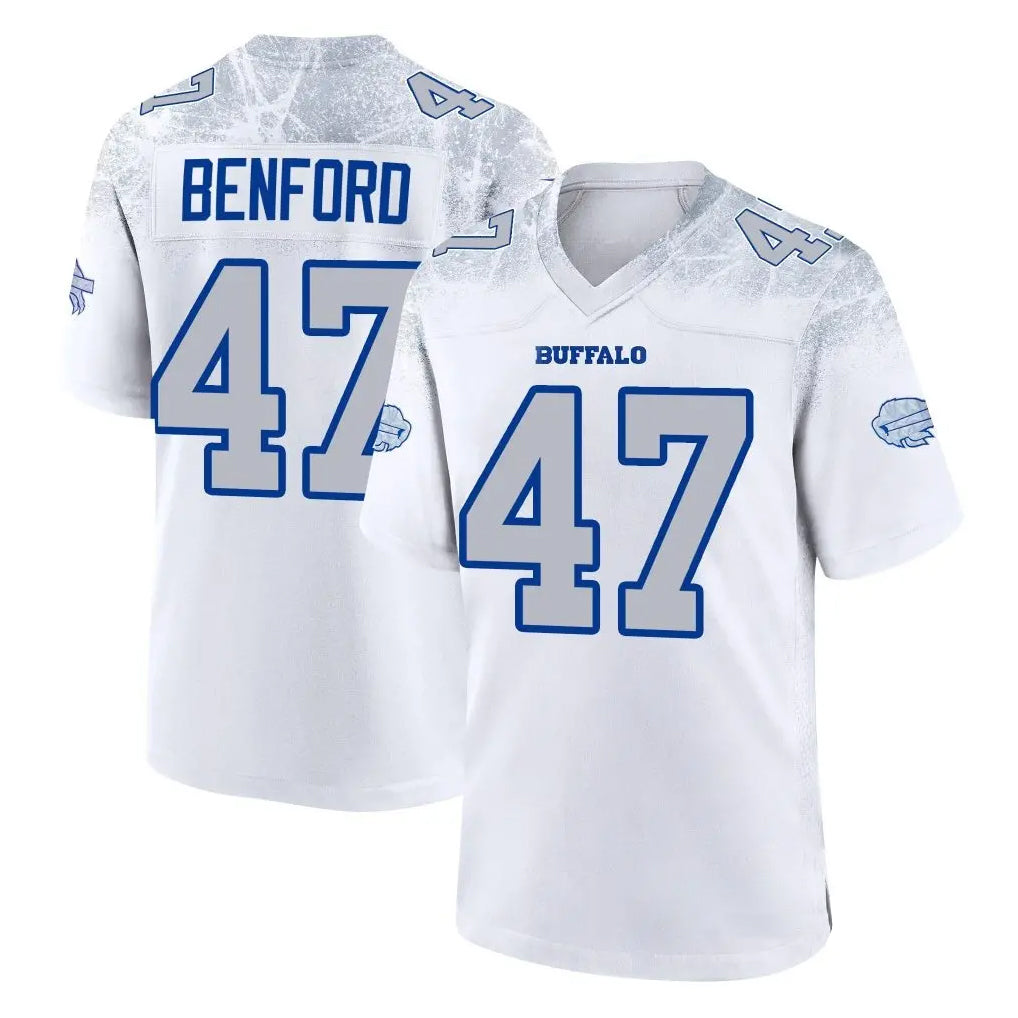 Perkns B.Bills #47 Christian Benford Player White Rivalries Collection Limited Stitched Jerseys
