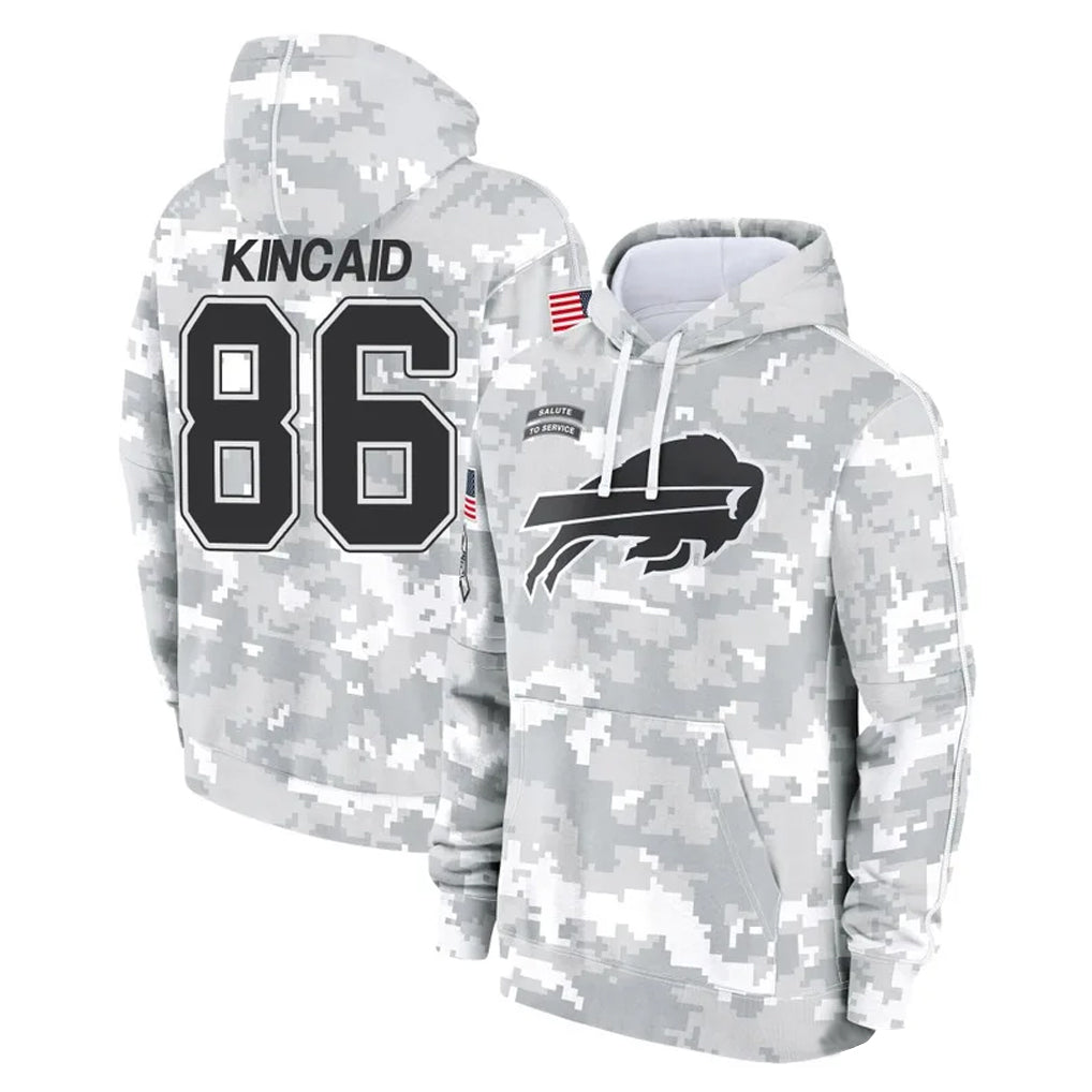 Perkns B.Bills #86 Dalton Kincaid Player Arctic Camo Salute to Service Hoodies Stitched Jerseys