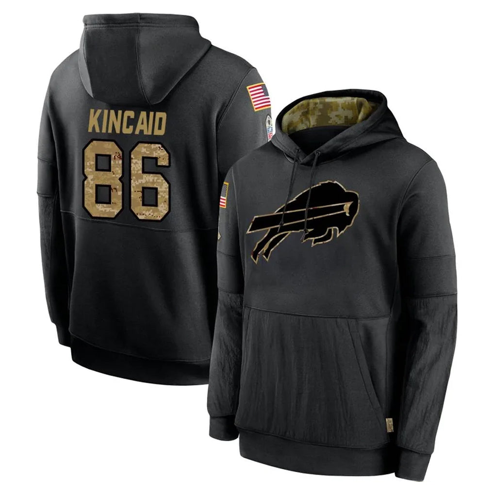 Perkns B.Bills #86 Dalton Kincaid Player Black Salute to Service Hoodies Hame Stitched Jerseys