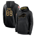 Perkns B.Bills #88 Dawson Knox Player Black Salute to Service Hoodies Hame Stitched Jerseys