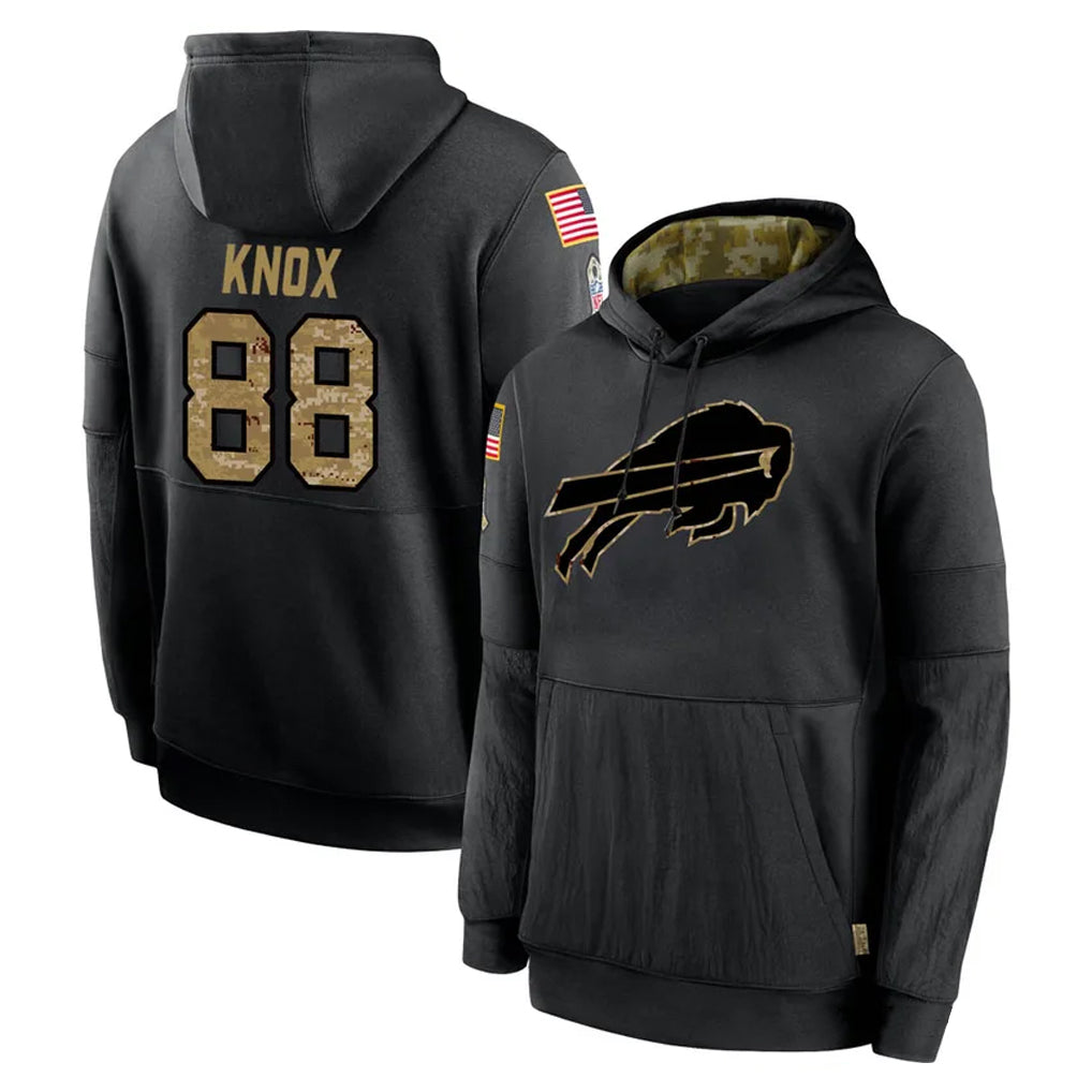 Perkns B.Bills #88 Dawson Knox Player Black Salute to Service Hoodies Hame Stitched Jerseys
